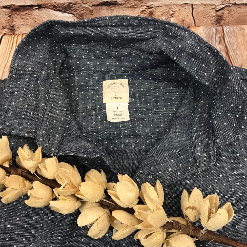 J CREW CHAMBRAY POLKA DOT PERFECT SHIRT - Picture 4 of 6